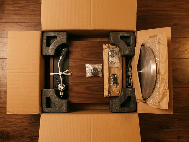 Turntable packed in a box with the platter wrapped separately
